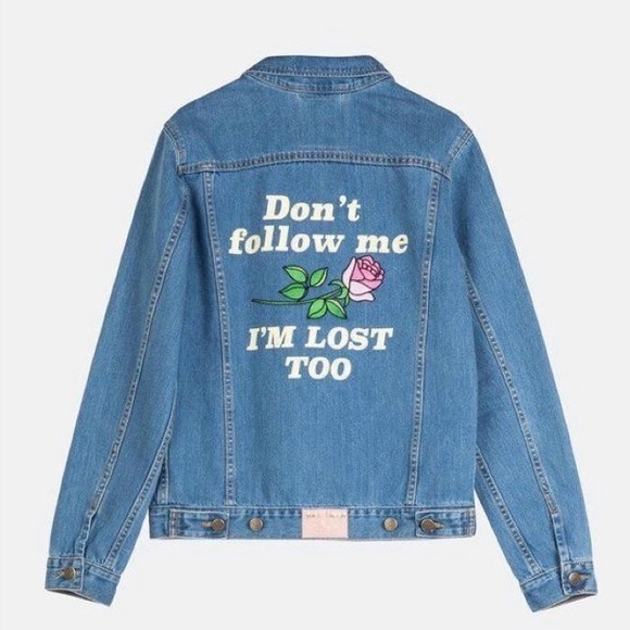 Yeah Bunny Jackets & Blazers - Women's Blue Jean Jacket with Graphic Design